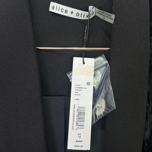 NEW Alice + Olivia Macey Crushed Velvet Blazer Black Size 10 - Picture 6 of 8